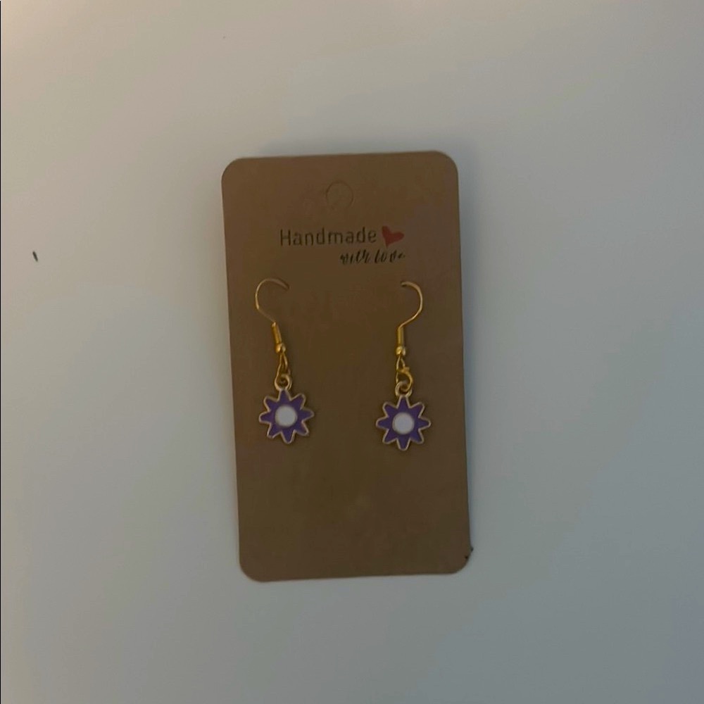 Purple and Gold Flower Earrings